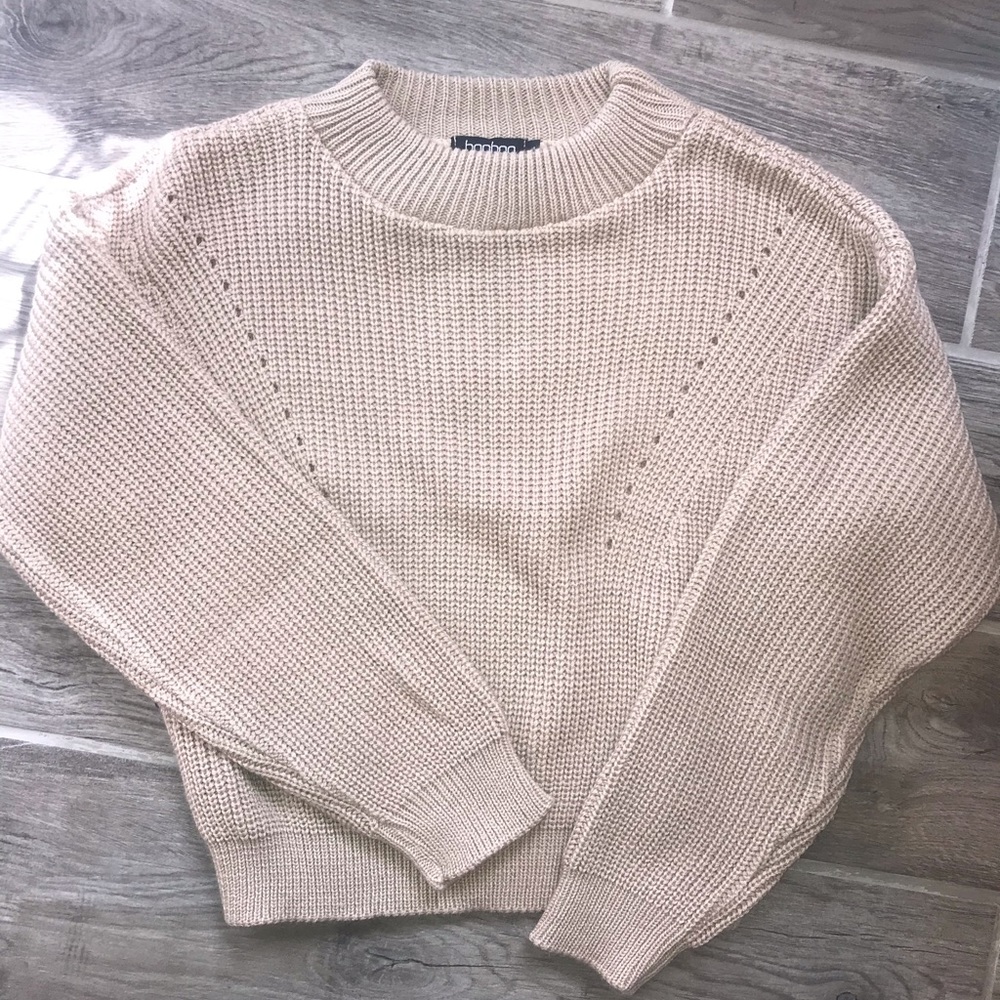 Light brown cropped boohoo sweater